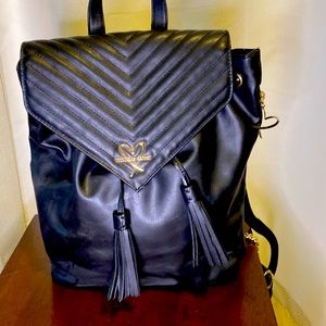 Black Victoria Secret Backpack Purse with Gold Details